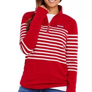 NWT Vineyard Vines Dreamcloth Placed Striped Relaxed Shep Shirt in Red Velvet